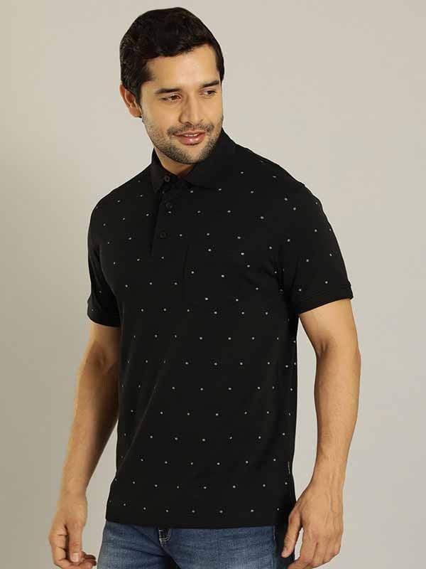 Indian Terrain Men's Half Sleeve Regular Fit Black Polo T-Shirt